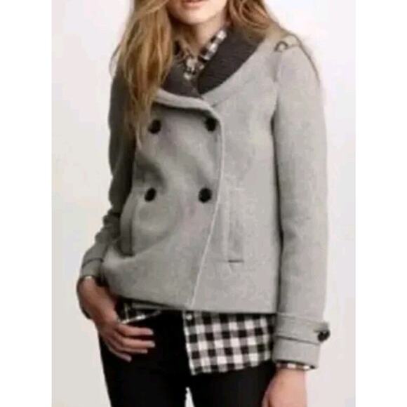 J. CREW women's Stadium Cloth Wool Pea Coat 0 Nello Gori Gray Hermione Granger - Picture 1 of 10
